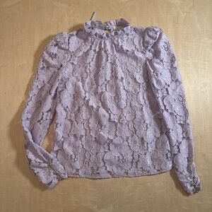 Wayf Lavender Lace Floral Blouse